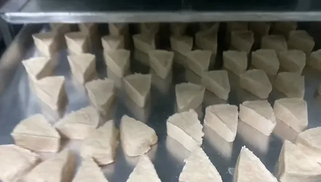 Dried pieces on the tray
